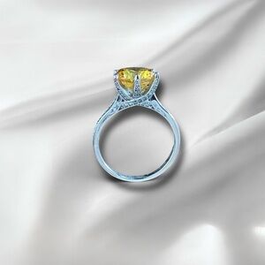 3CT Fancy Yellow Round Brilliant Cut Ring